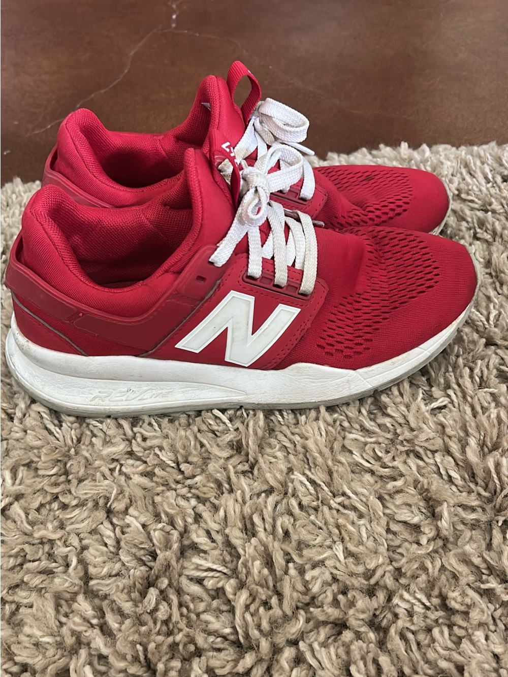 New Balance Red and White Kids Sneakers